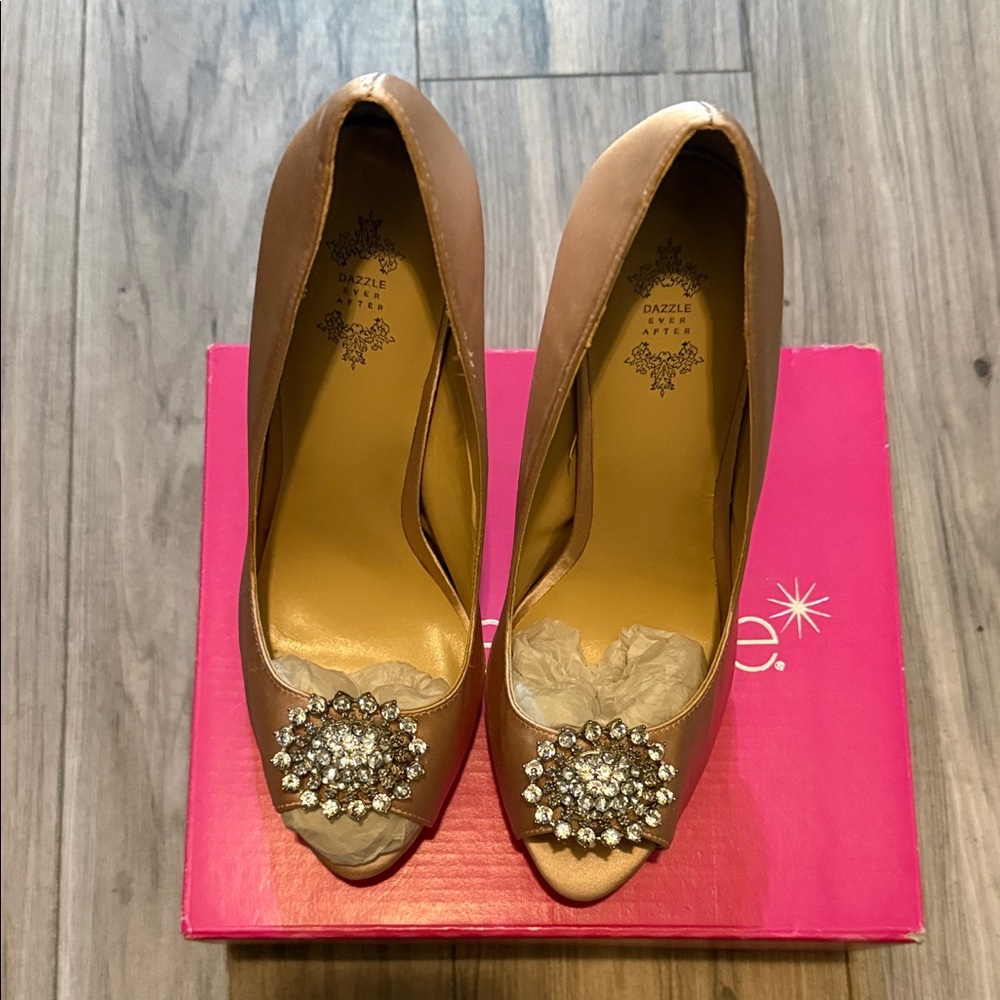 Champagne Pink Peep-Toe Heels